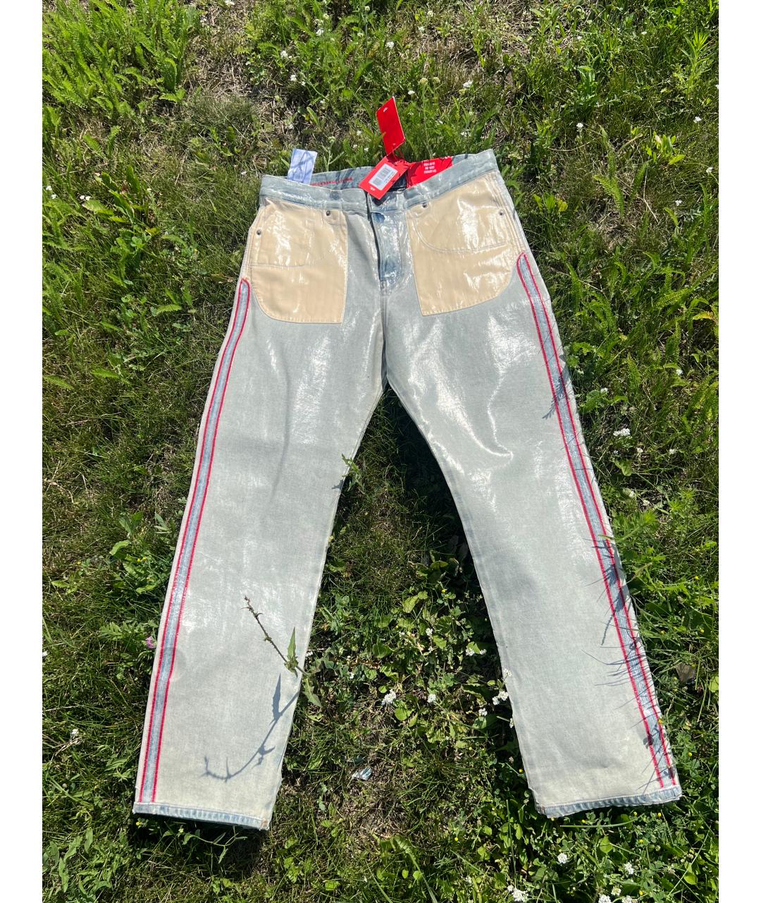DIESEL Голубые хлопковые прямые джинсы, фото 5