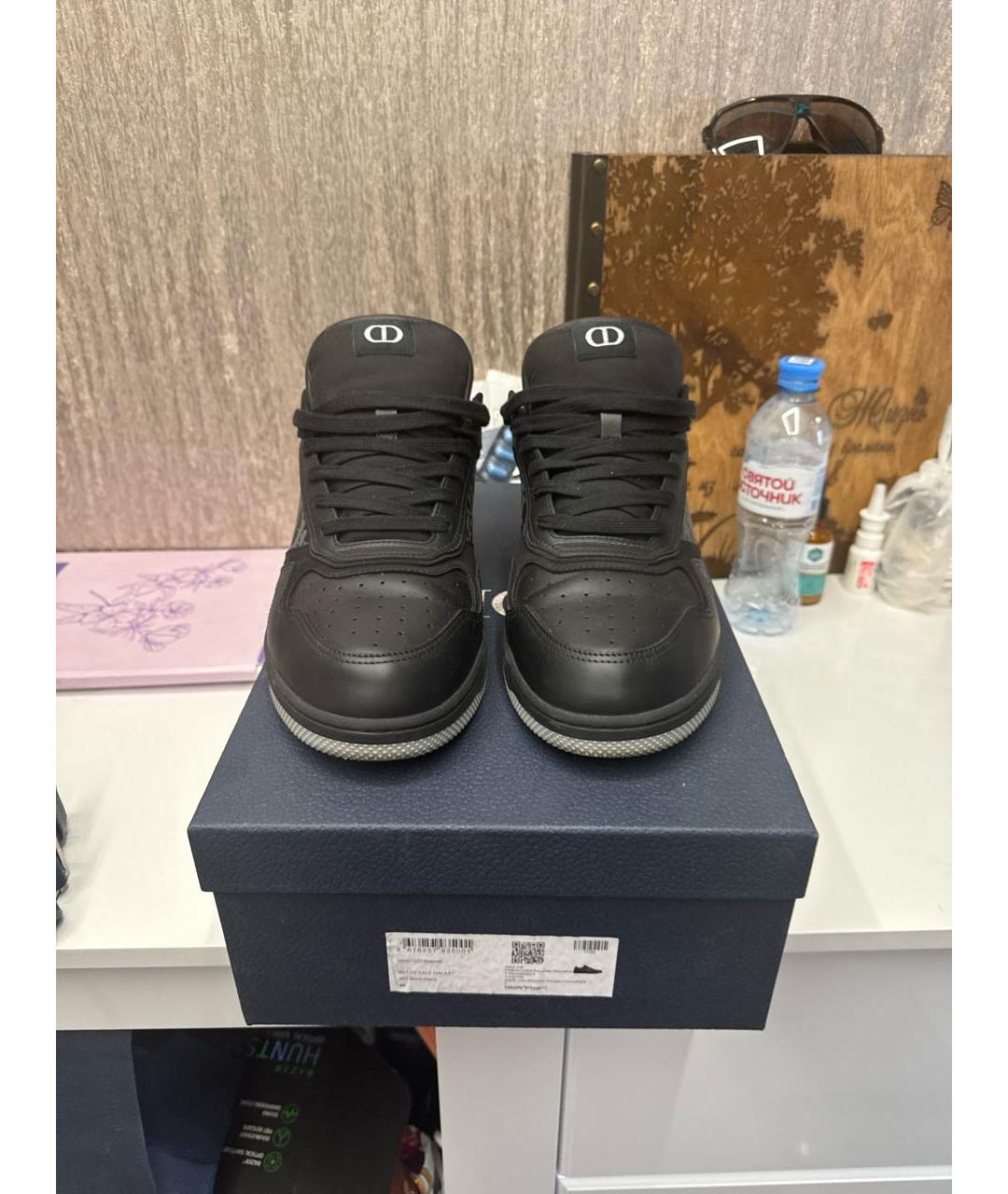 CHRISTIAN DIOR Черные кожаные низкие кроссовки / кеды, фото 2