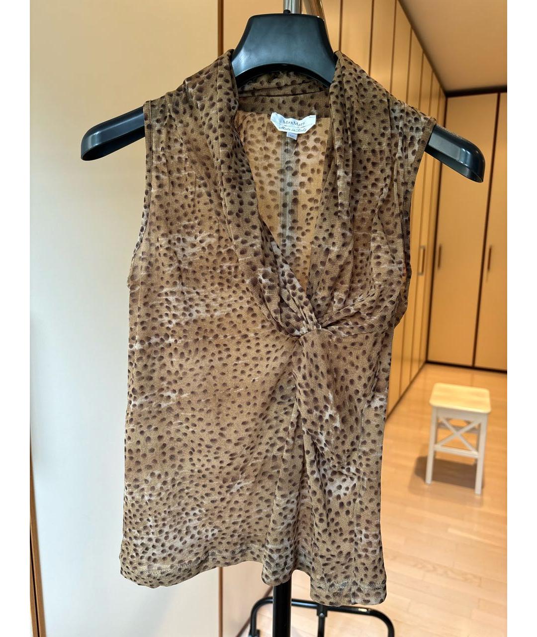 MAX MARA Коричневая полиэстеровая блузы, фото 8