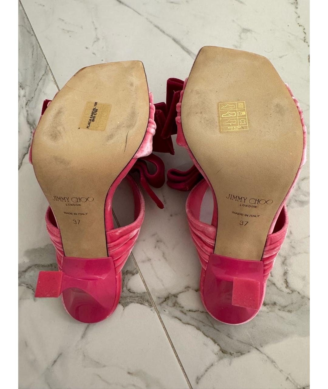 JIMMY CHOO Розовые синтетические мюли, фото 5