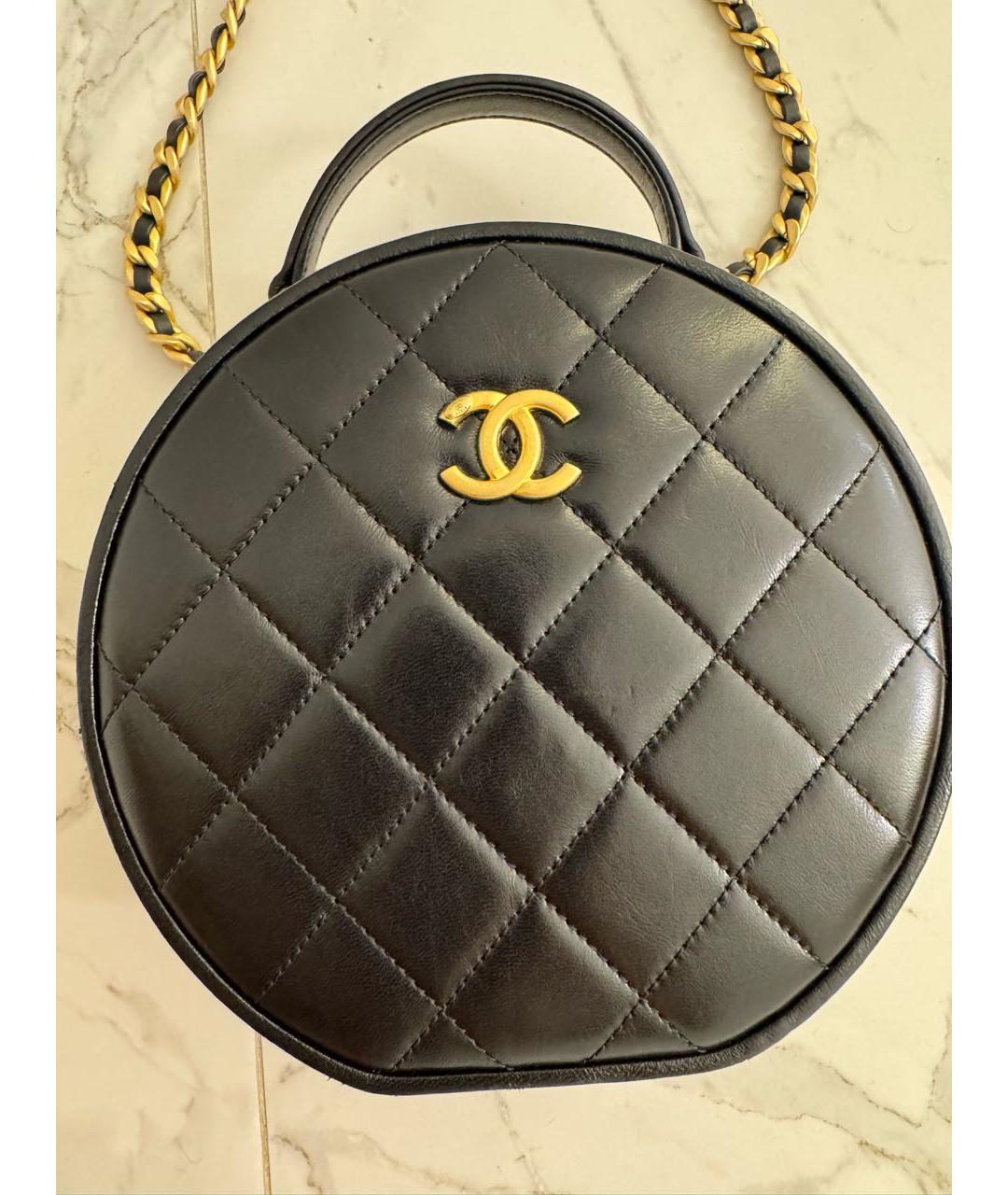 CHANEL Черная кожаная сумка с короткими ручками, фото 3