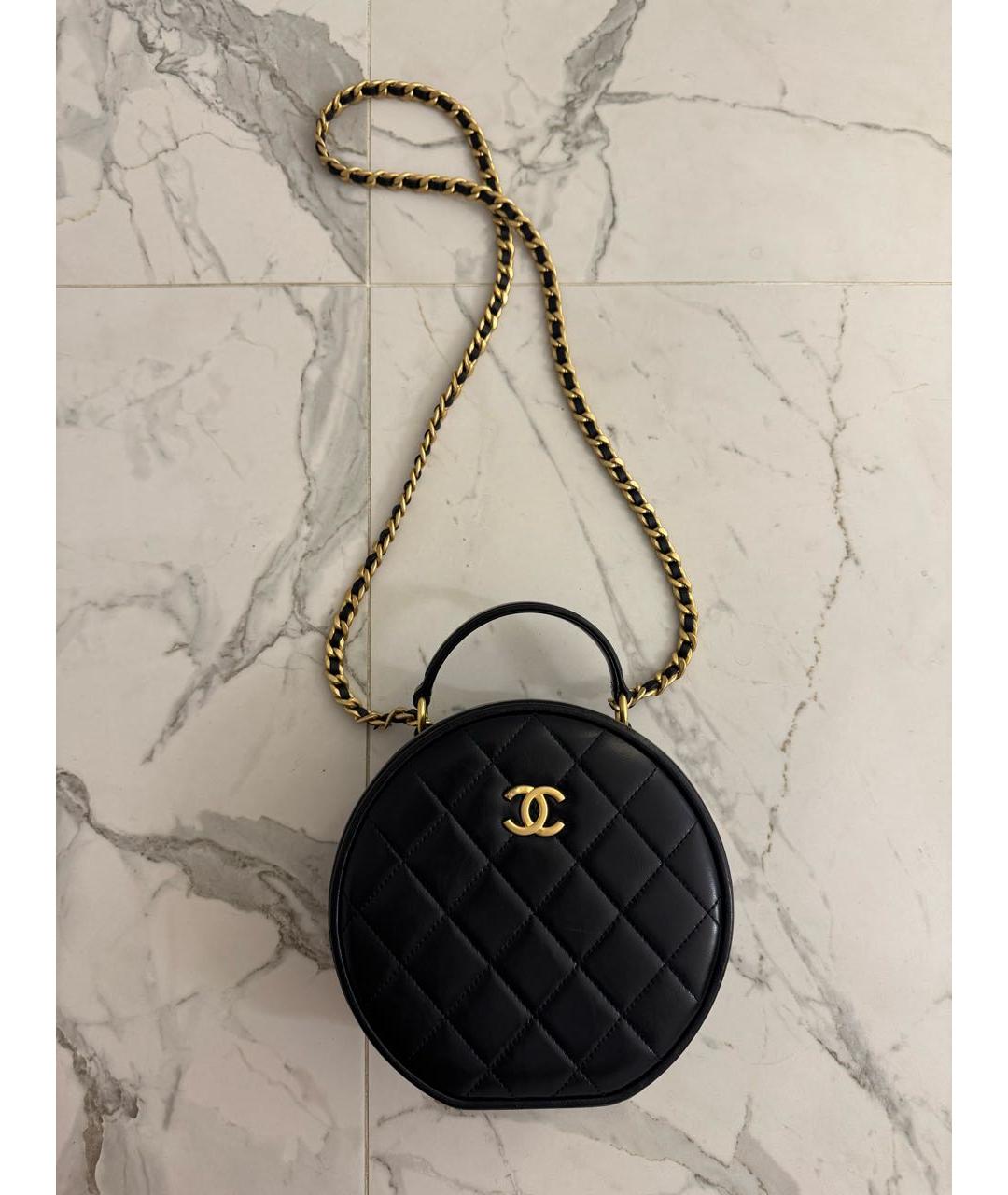 CHANEL Черная кожаная сумка с короткими ручками, фото 9