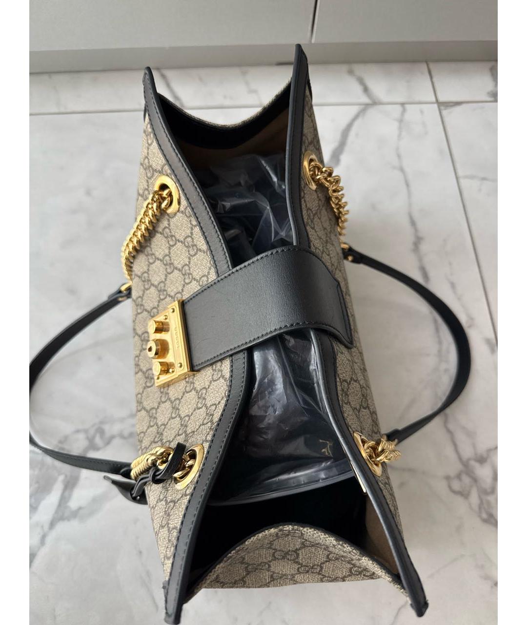 GUCCI Коричневая тканевая сумка тоут, фото 4