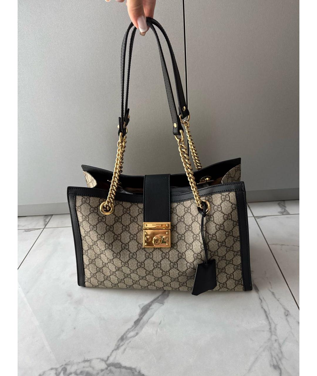 GUCCI Коричневая тканевая сумка тоут, фото 7