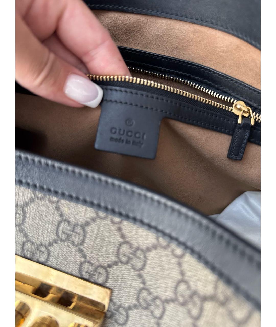 GUCCI Коричневая тканевая сумка тоут, фото 6