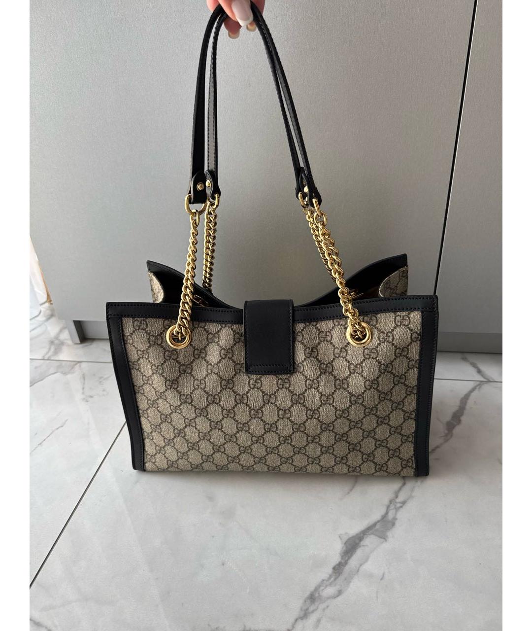 GUCCI Коричневая тканевая сумка тоут, фото 3