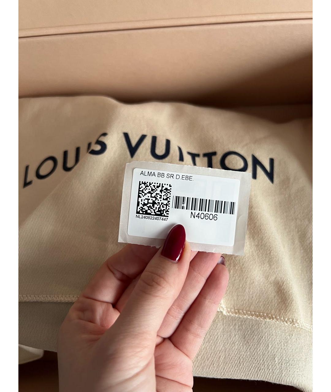 LOUIS VUITTON Черная кожаная сумка с короткими ручками, фото 8