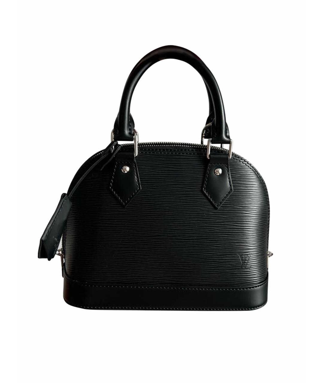 LOUIS VUITTON Черная кожаная сумка с короткими ручками, фото 1