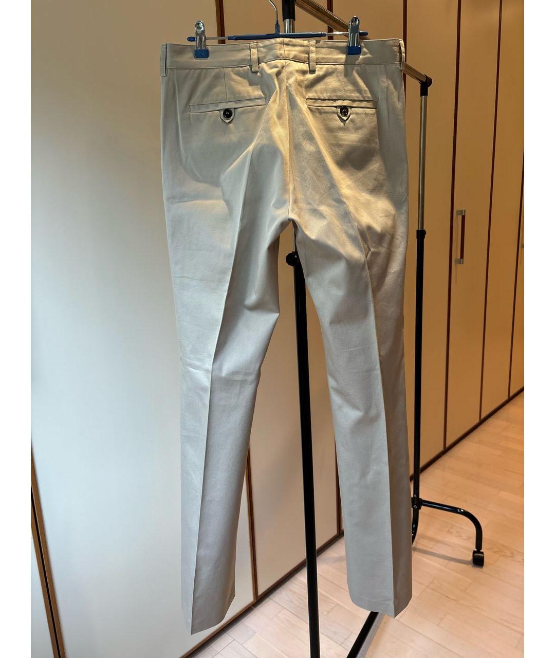 SAINT LAURENT Бежевые хлопковые повседневные брюки, фото 2