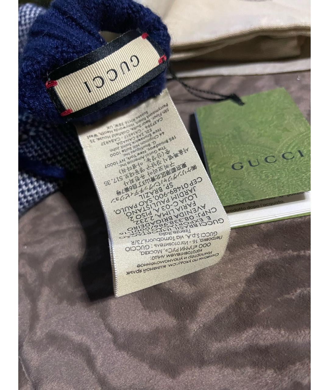 GUCCI Синие кашемировые варежки, фото 2