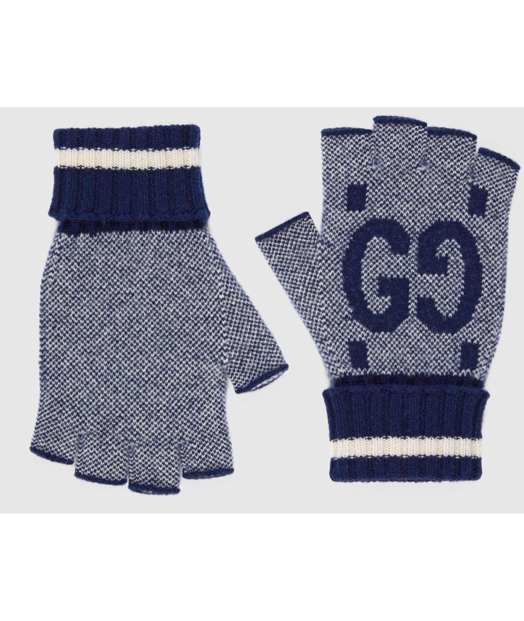 GUCCI Синие кашемировые варежки, фото 9