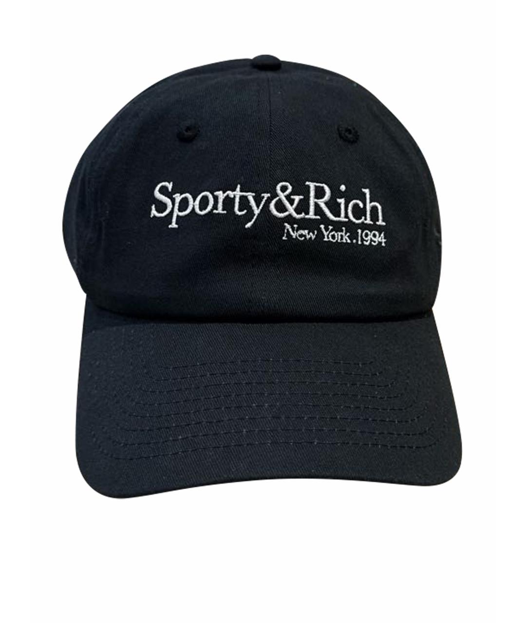 SPORTY AND RICH Черная хлопковая кепка, фото 1