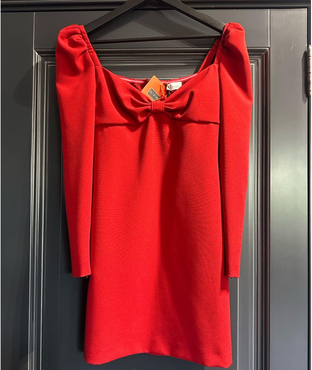VALENTINO Красное шифоновое повседневное платье, фото 7