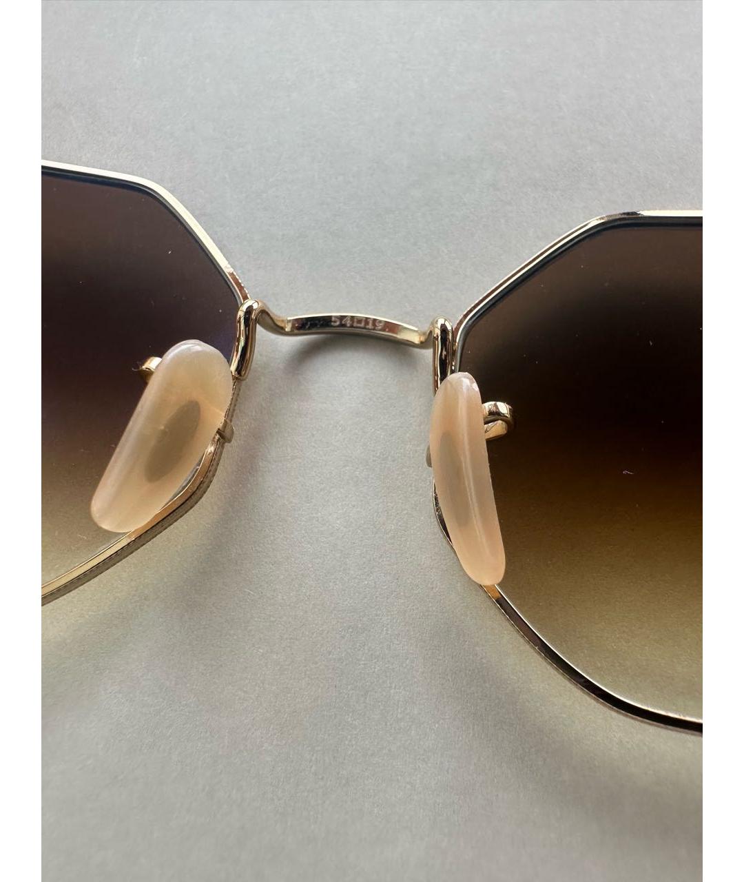 RAY BAN Золотые металлические солнцезащитные очки, фото 6