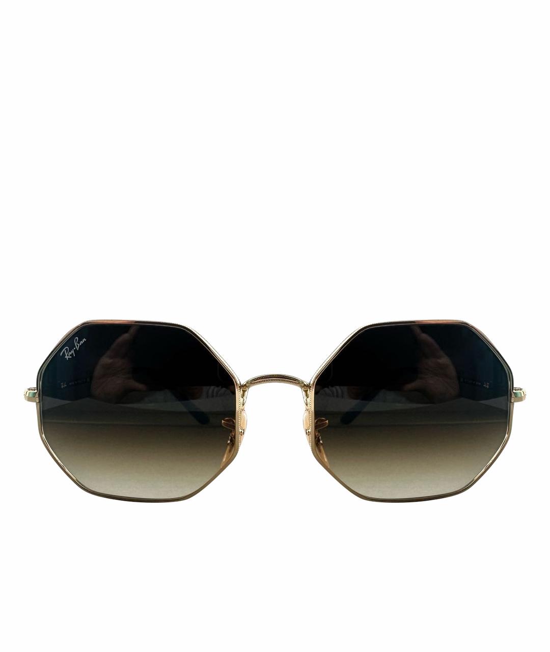 RAY BAN Золотые металлические солнцезащитные очки, фото 1
