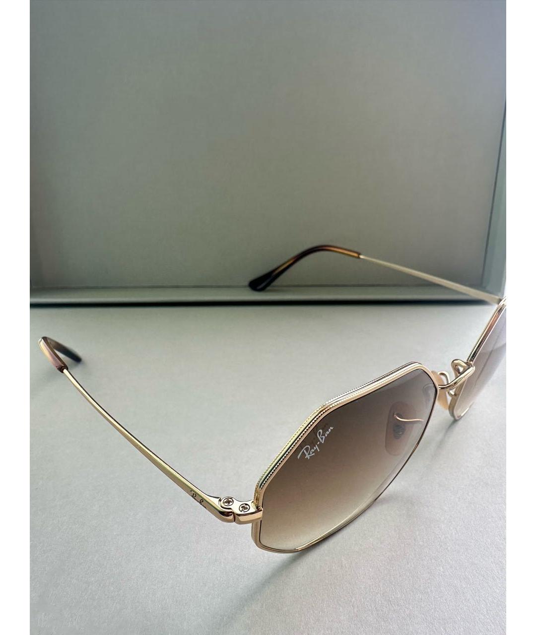 RAY BAN Золотые металлические солнцезащитные очки, фото 2