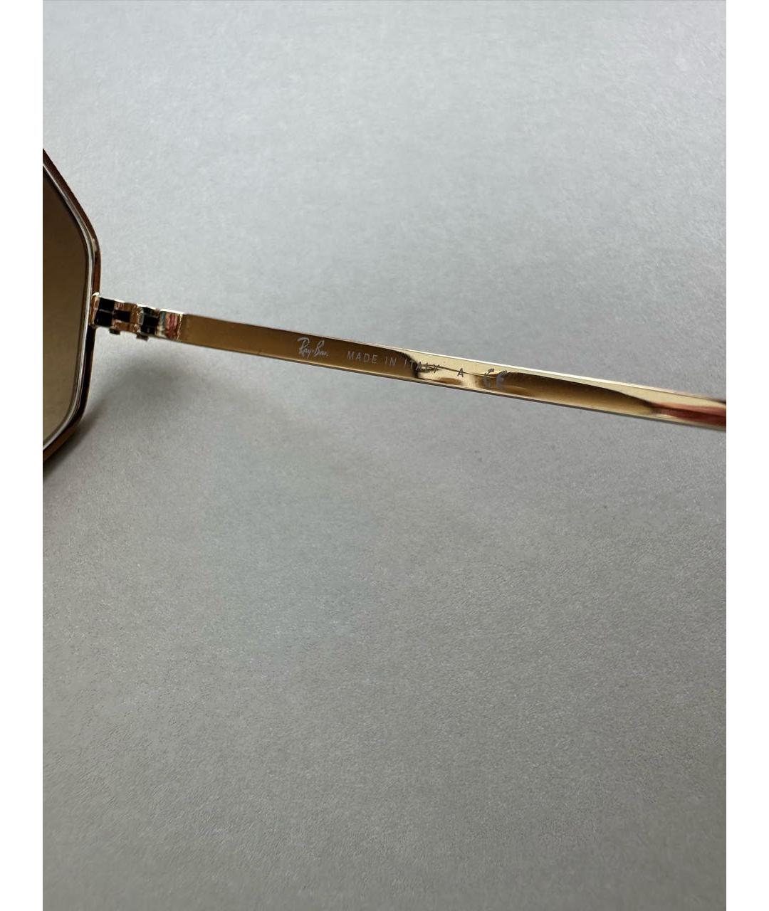 RAY BAN Золотые металлические солнцезащитные очки, фото 7