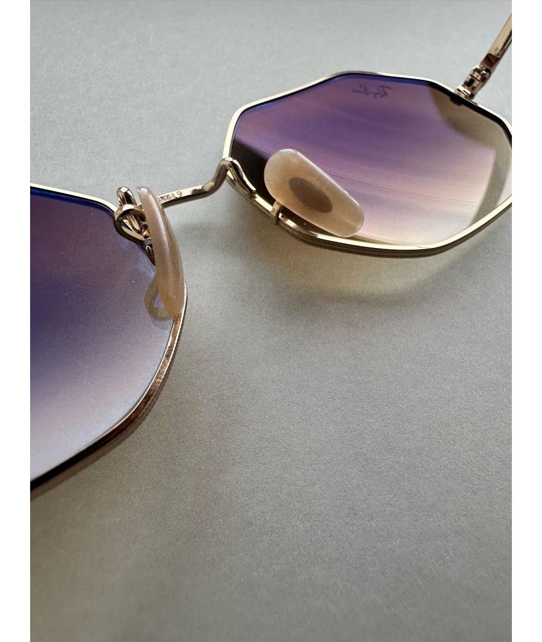 RAY BAN Золотые металлические солнцезащитные очки, фото 5