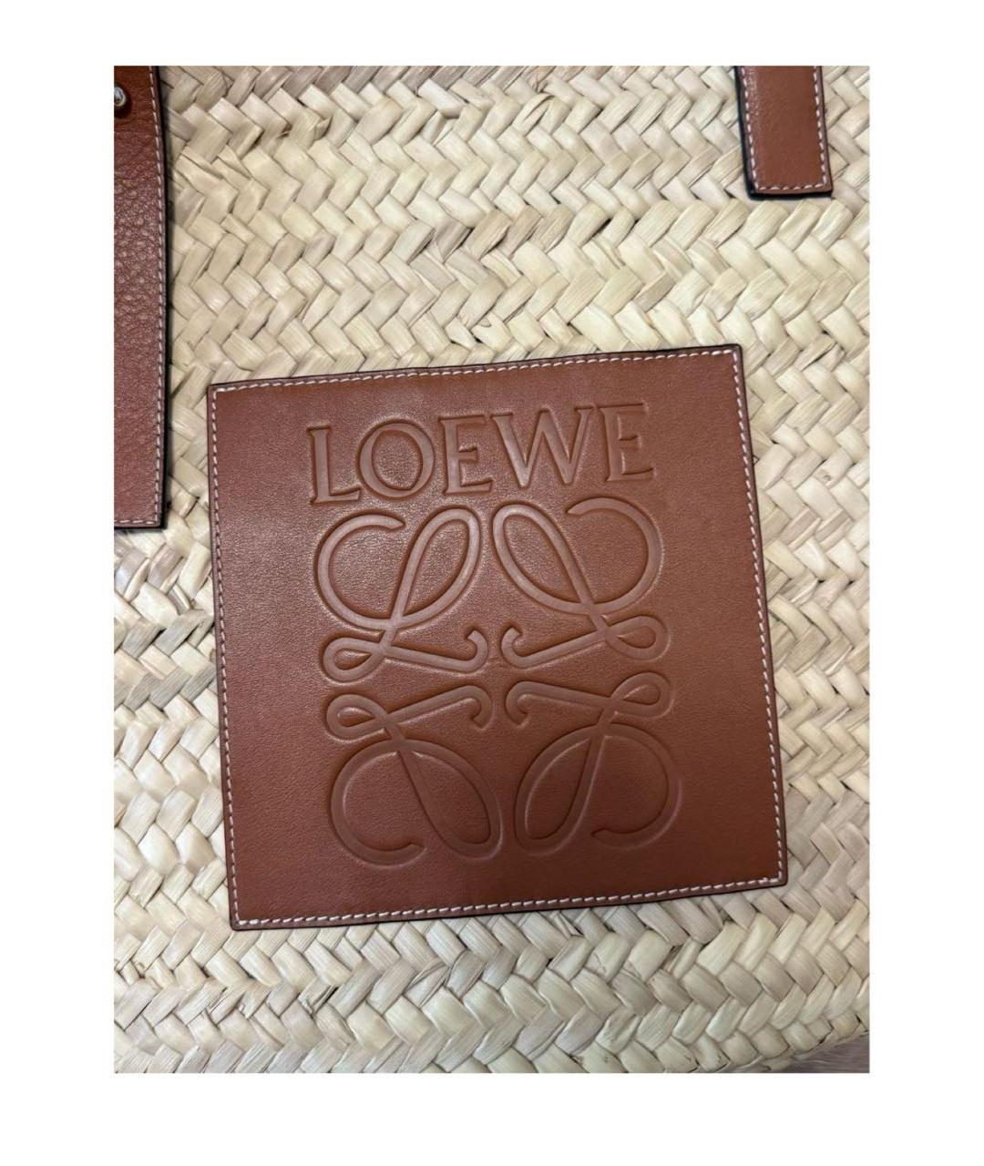 LOEWE Бежевая пелетеная пляжная сумка, фото 5