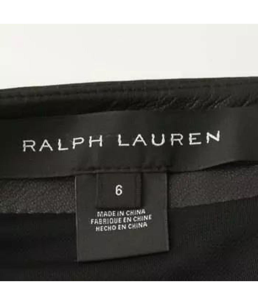 RALPH LAUREN Черная кожаная юбка миди, фото 5