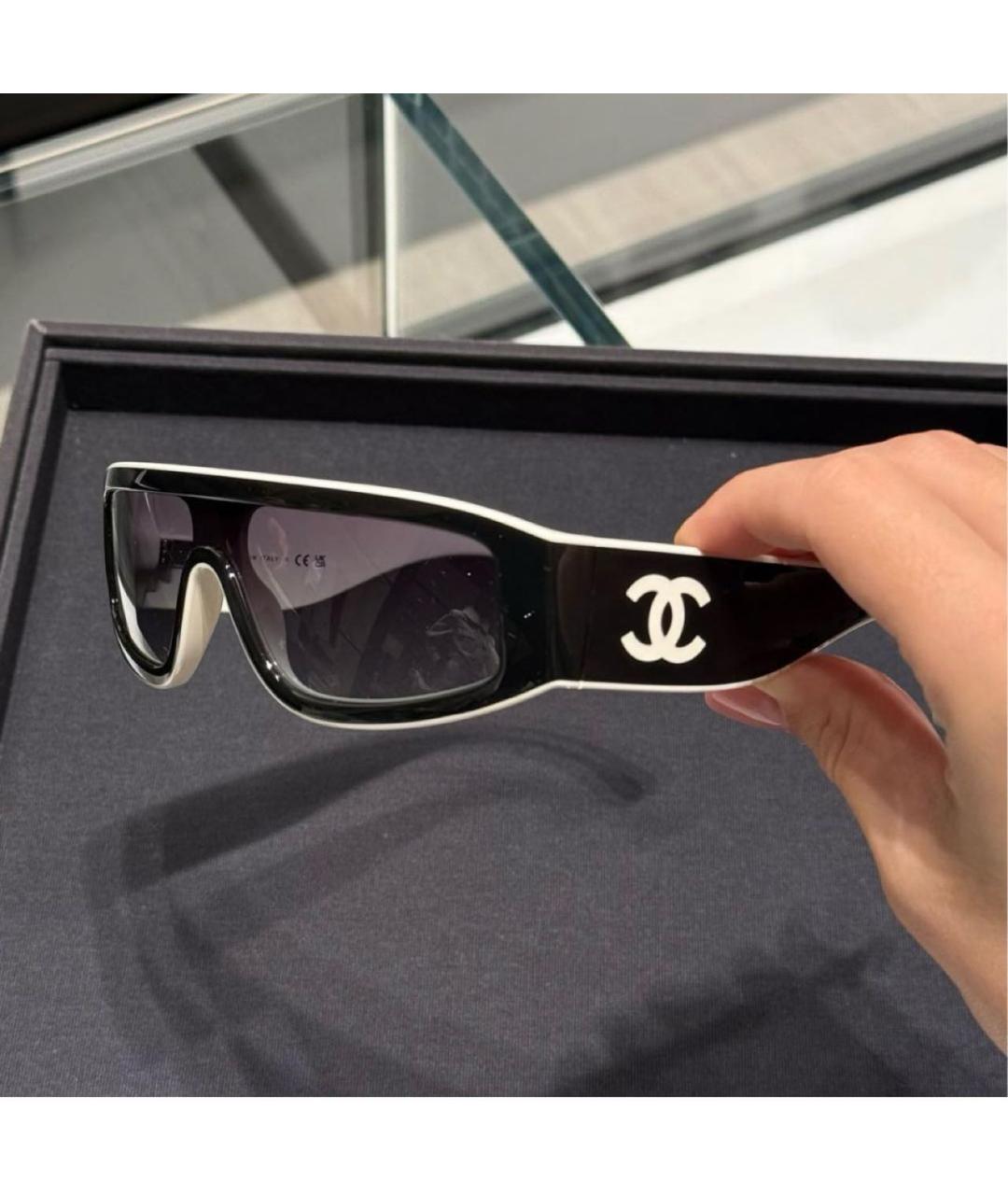 CHANEL Черные пластиковые солнцезащитные очки, фото 3