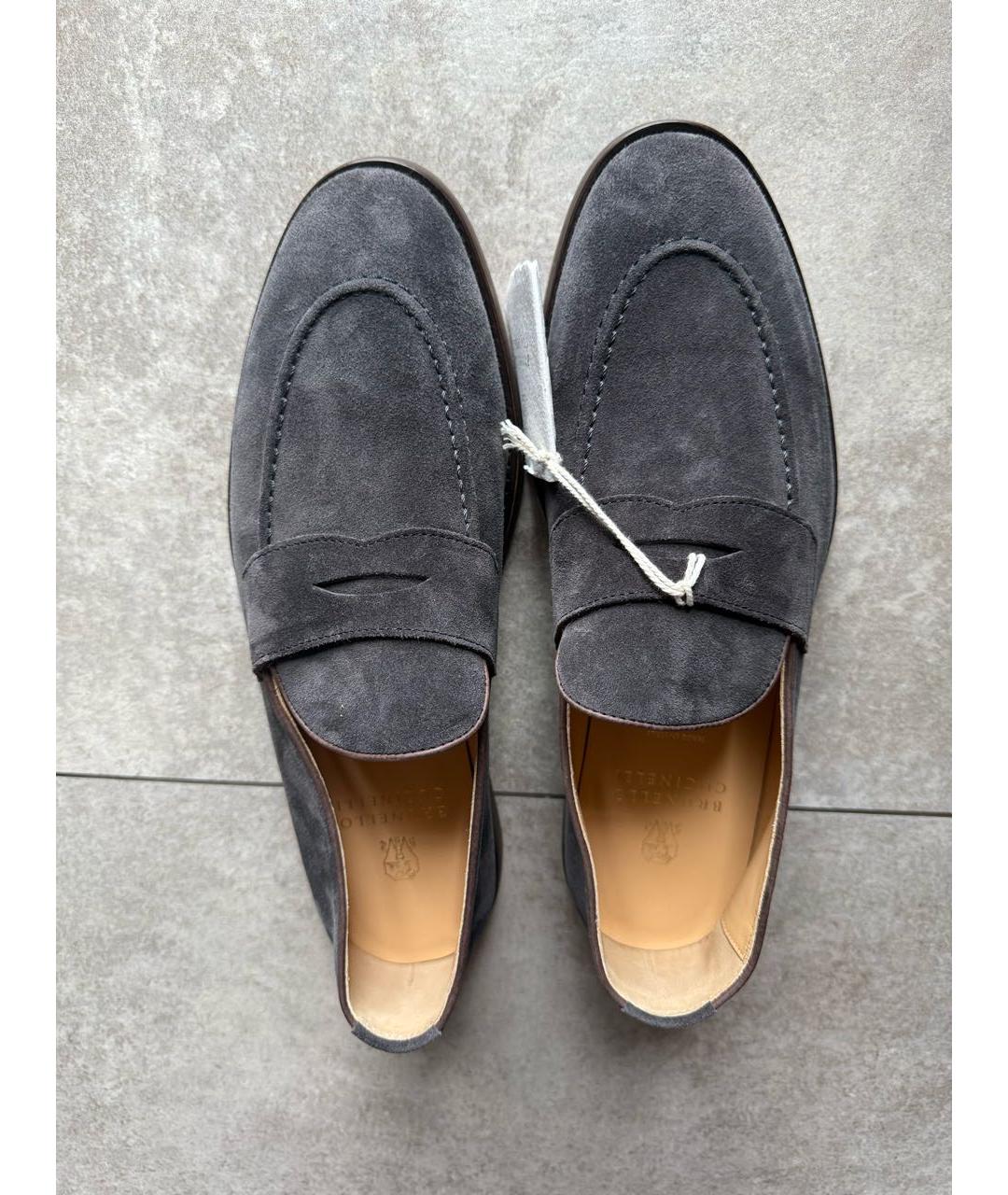 BRUNELLO CUCINELLI Антрацитовые замшевые лоферы, фото 3
