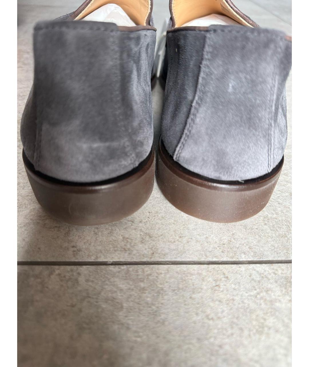 BRUNELLO CUCINELLI Антрацитовые замшевые лоферы, фото 4