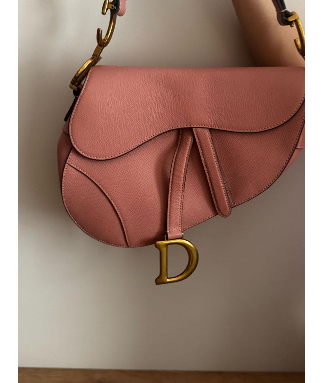 CHRISTIAN DIOR Коралловая кожаная сумка с короткими ручками, фото 4