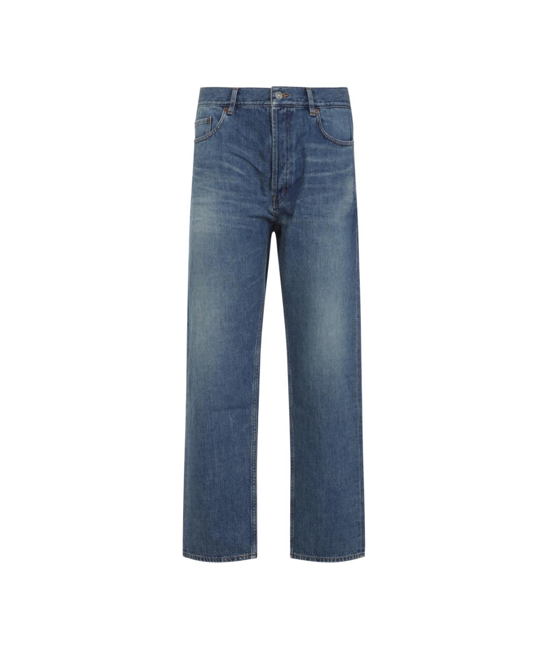SAINT LAURENT Синие хлопковые прямые джинсы, фото 1