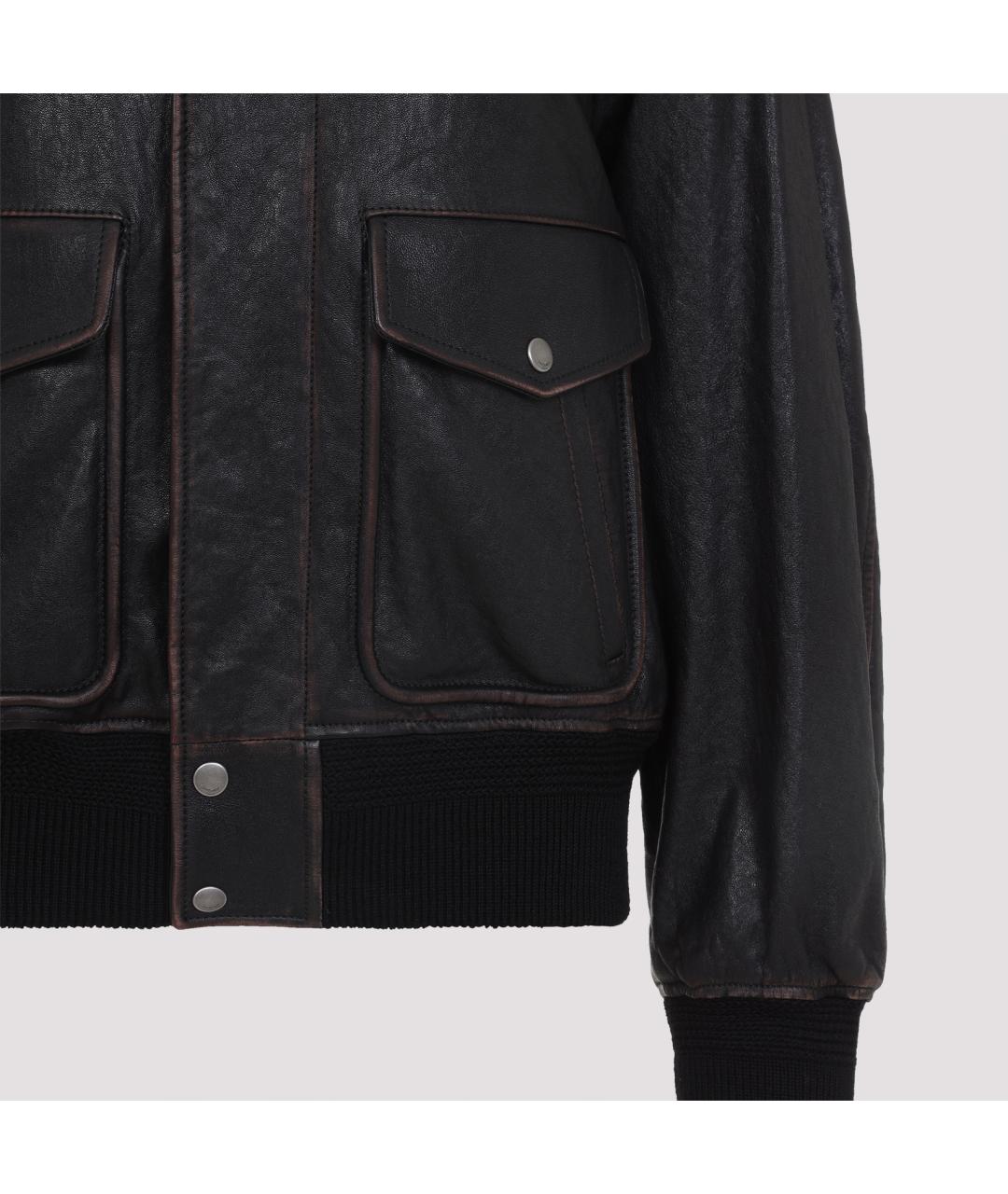 SAINT LAURENT Коричневая кожаная куртка, фото 4