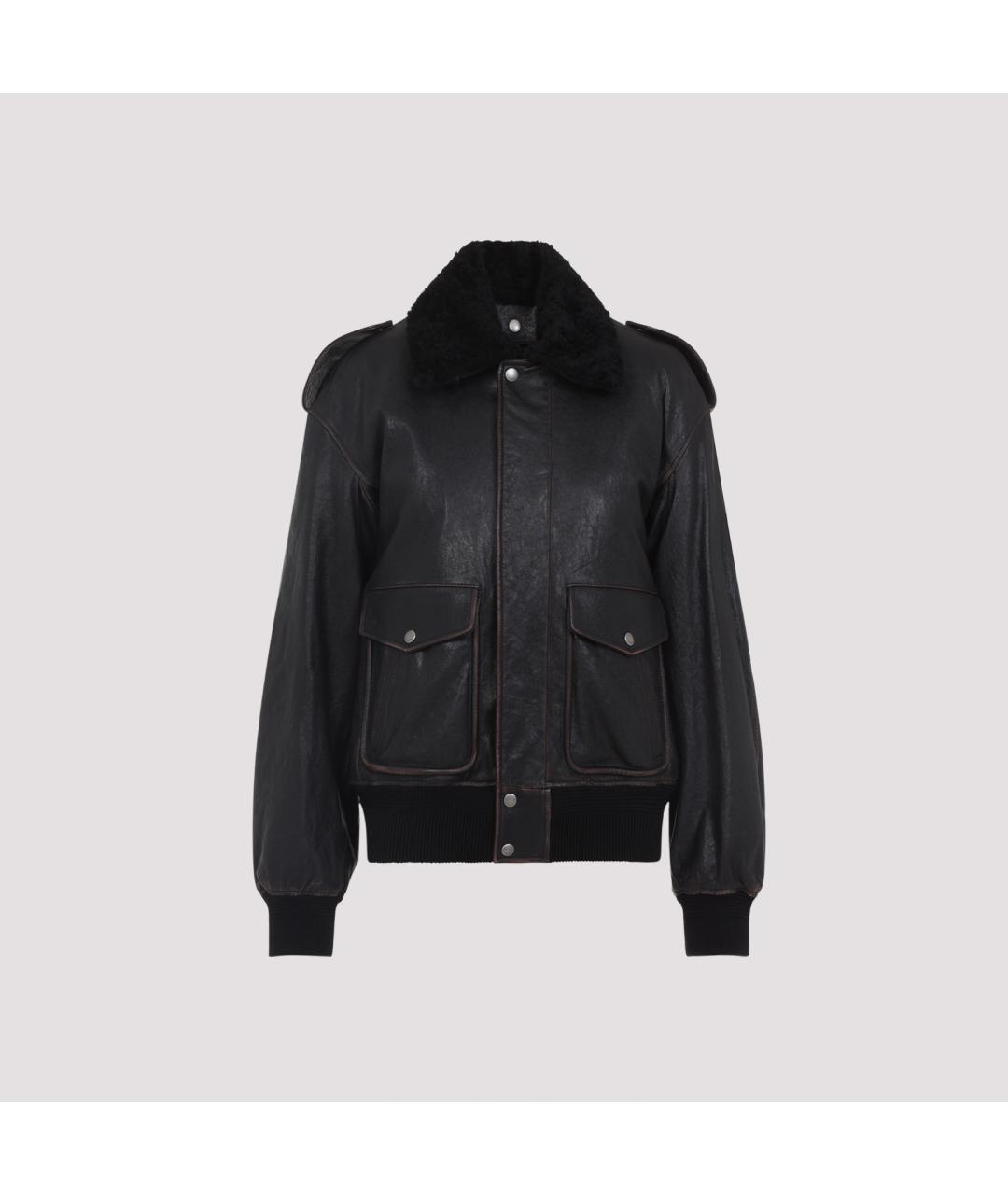 SAINT LAURENT Коричневая кожаная куртка, фото 2