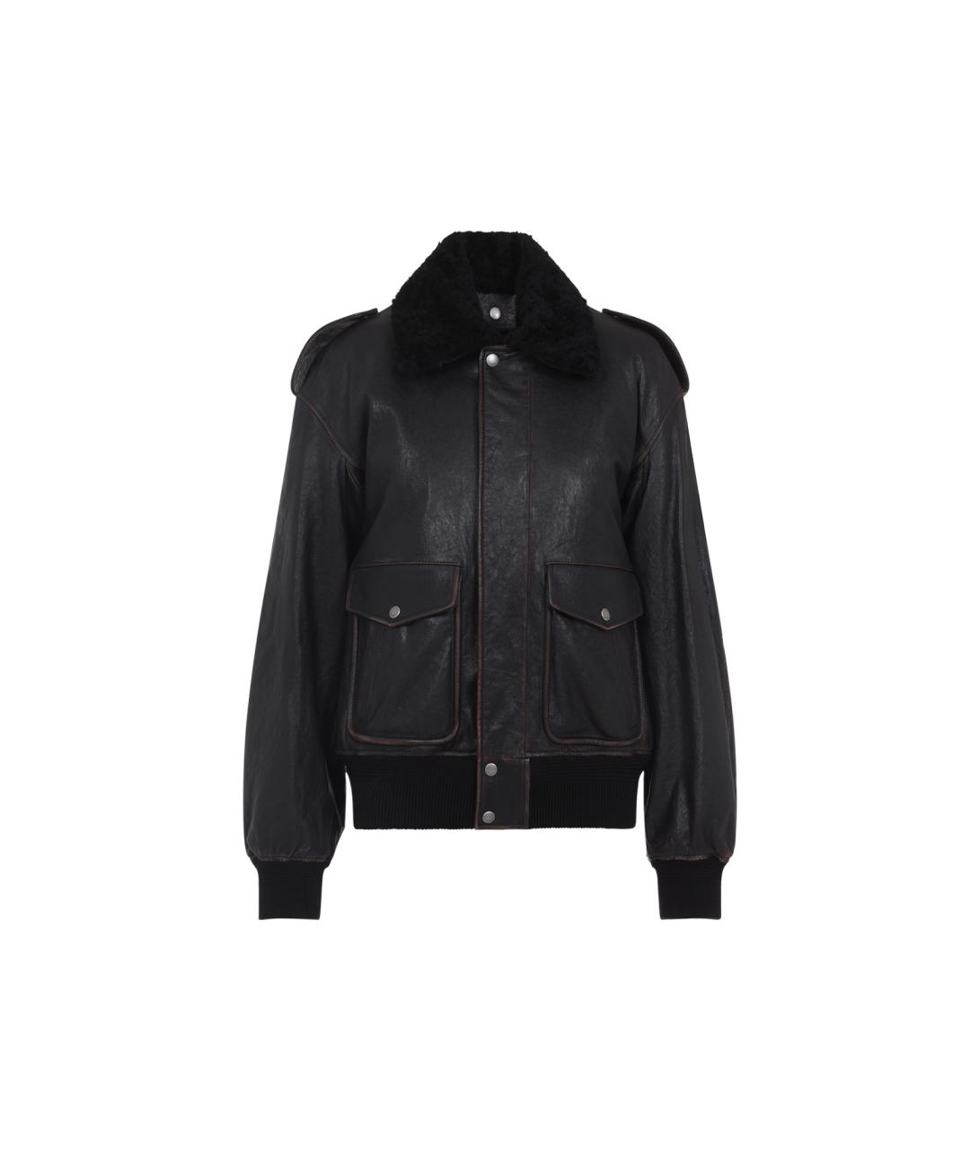 SAINT LAURENT Коричневая кожаная куртка, фото 1