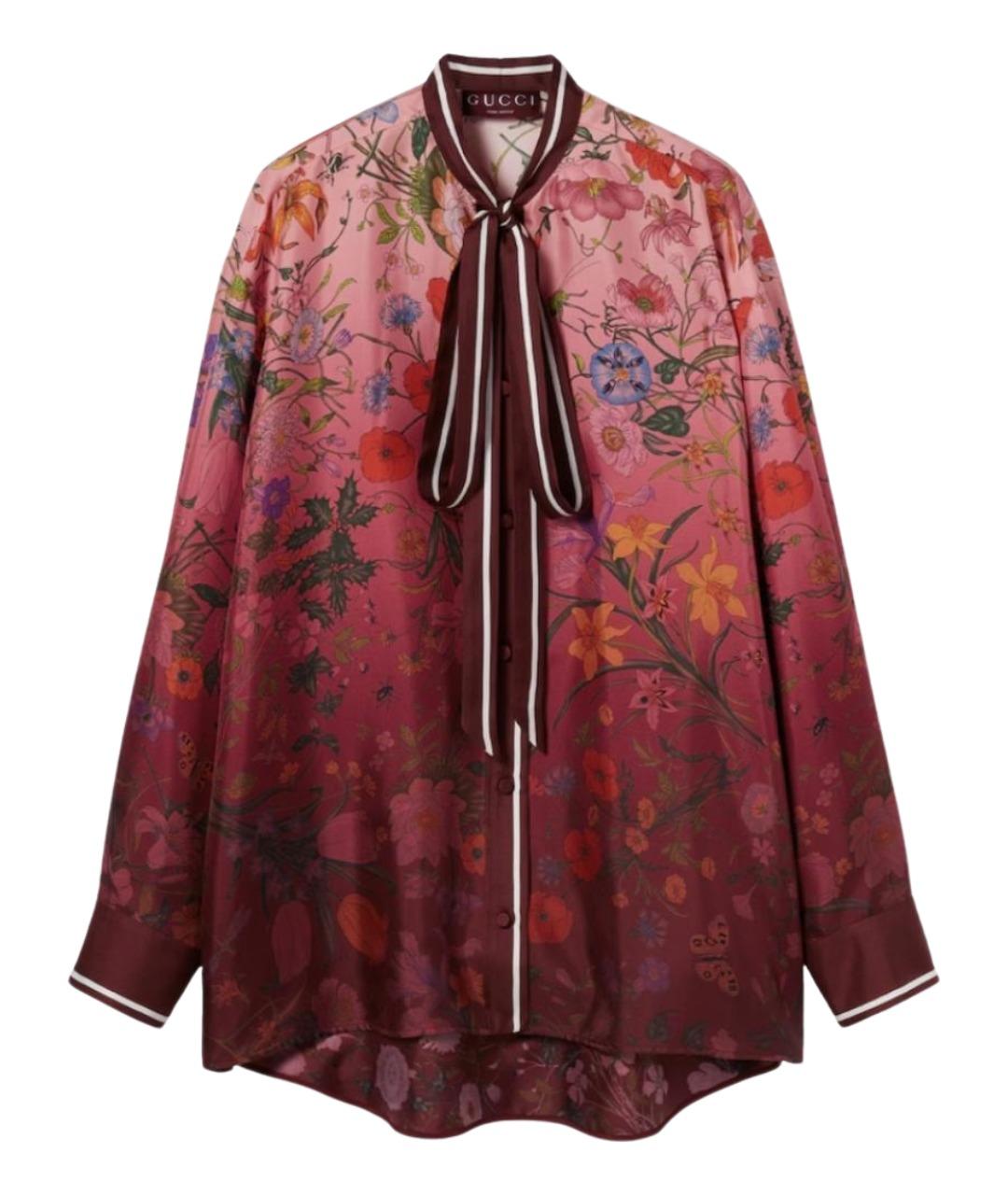 GUCCI Красная шелковая рубашка, фото 1
