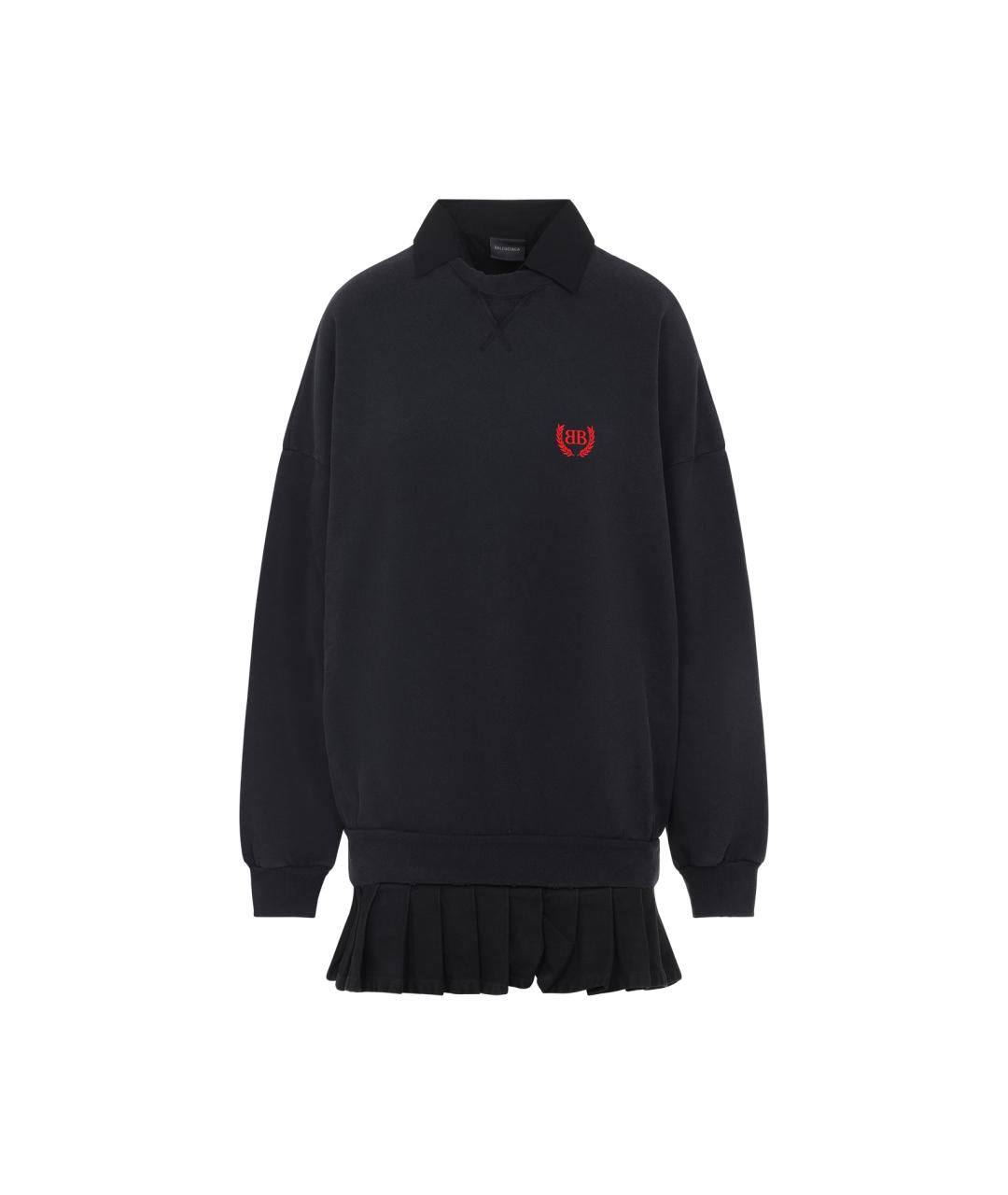 BALENCIAGA Черное хлопковое повседневное платье, фото 1