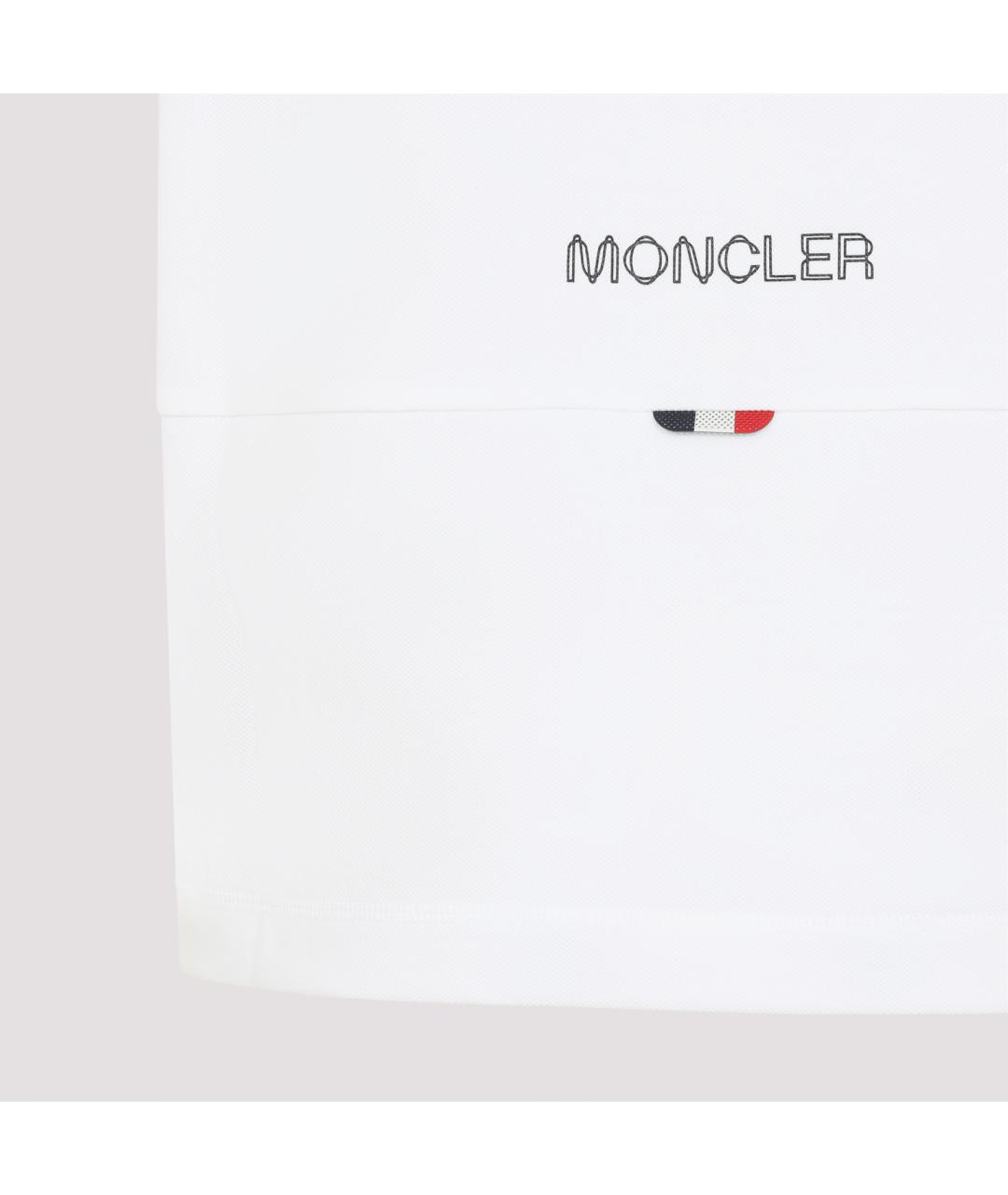 MONCLER Белое хлопковое поло с коротким рукавом, фото 4