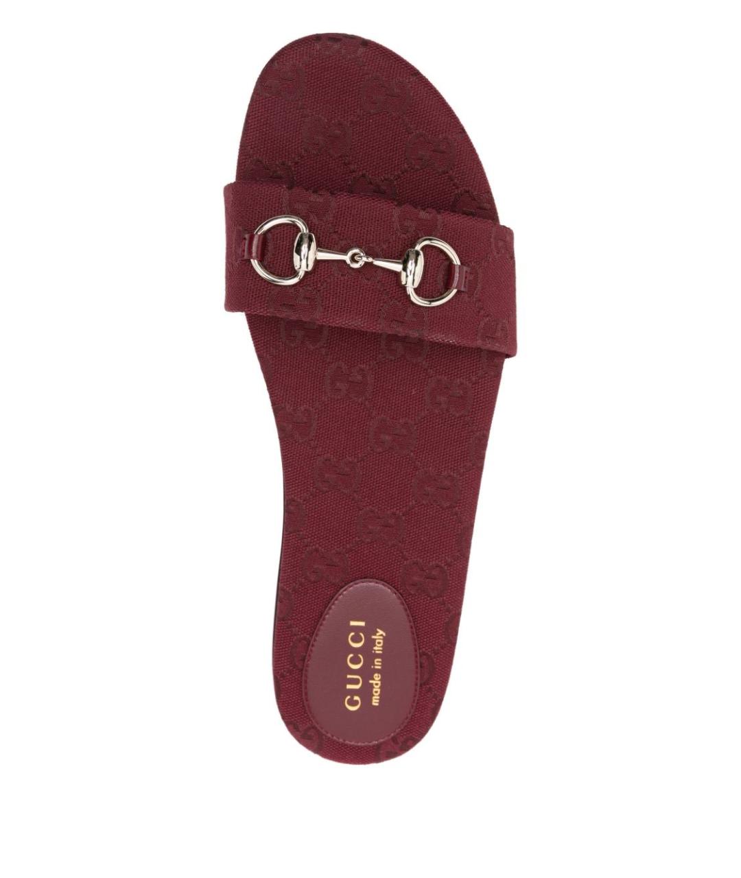 GUCCI Бордовые текстильные шлепанцы, фото 2