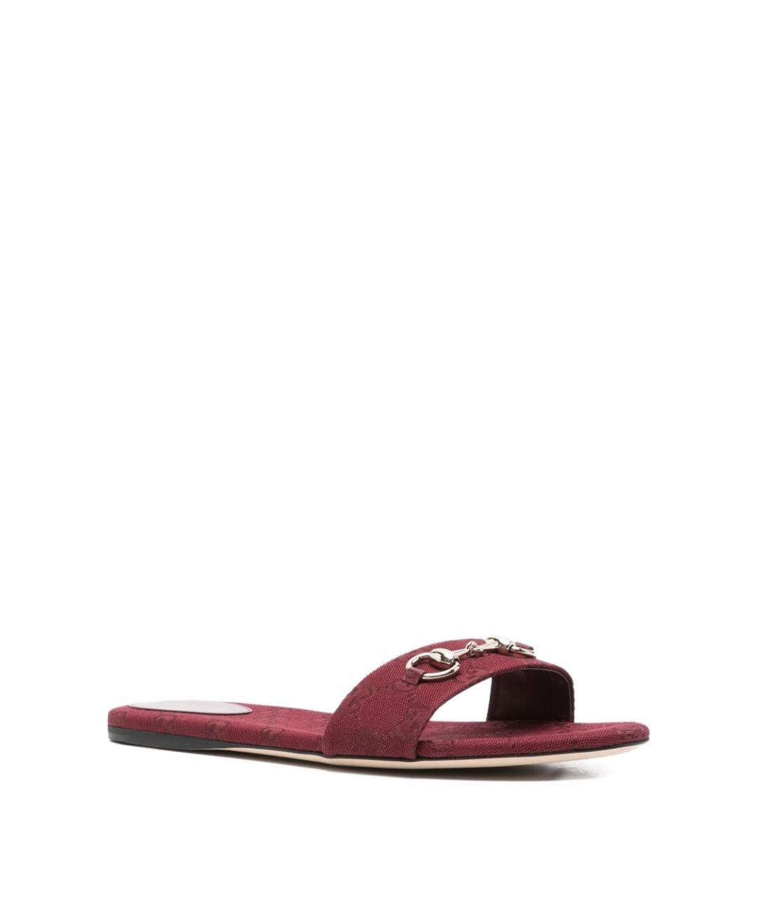 GUCCI Бордовые текстильные шлепанцы, фото 3
