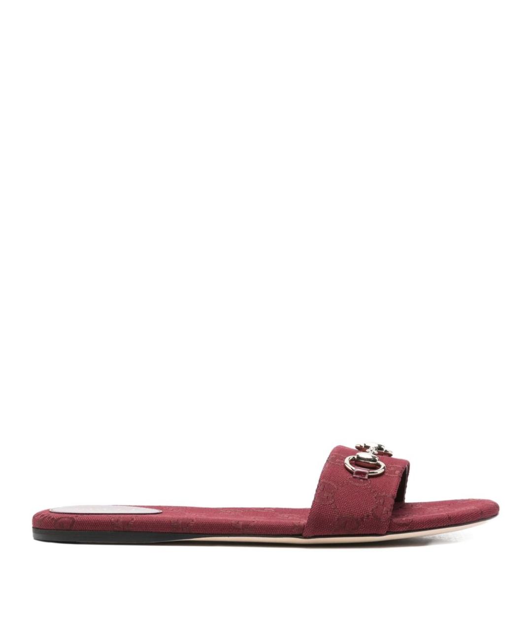 GUCCI Бордовые текстильные шлепанцы, фото 1