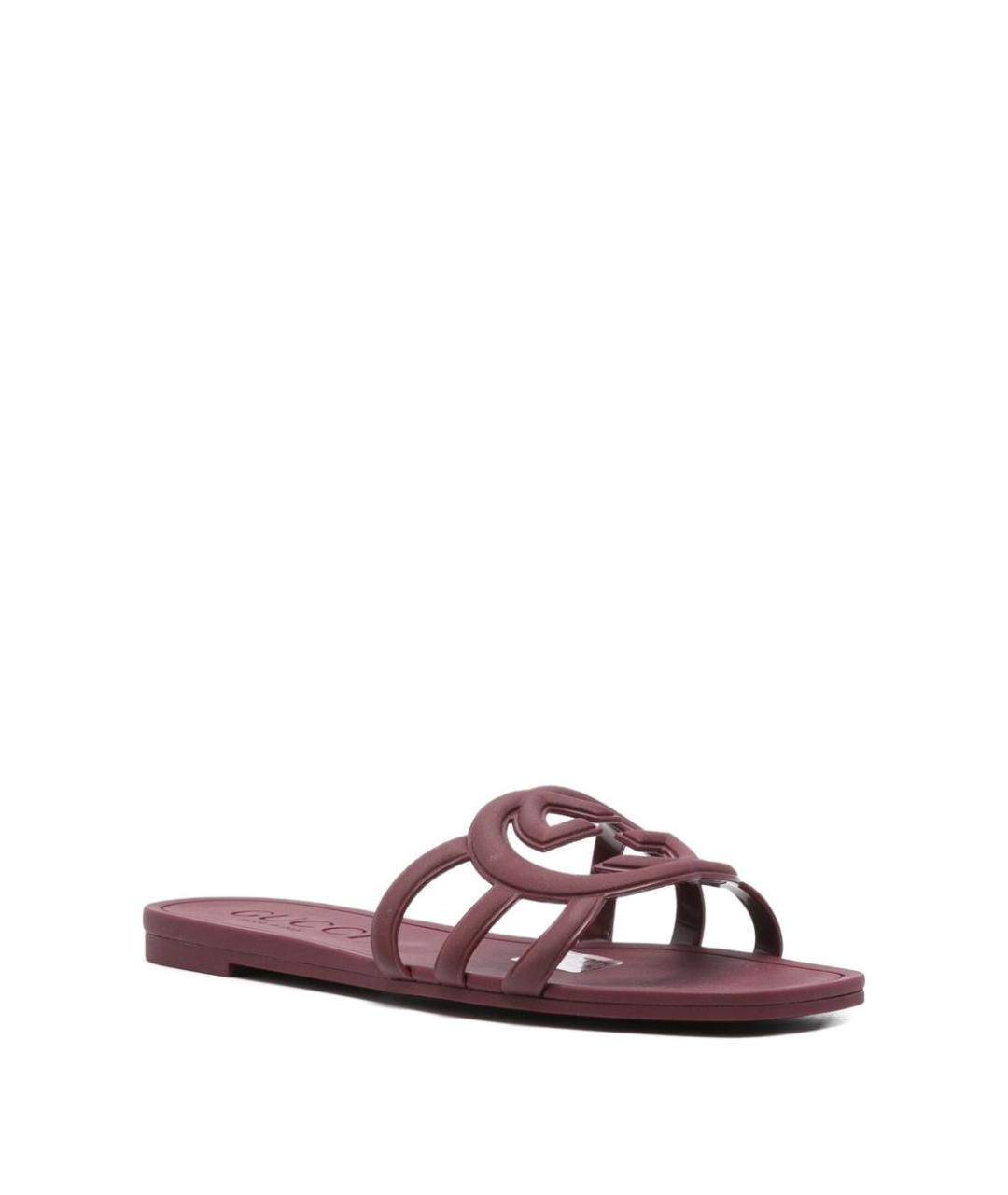 GUCCI Бордовые резиновые шлепанцы, фото 3