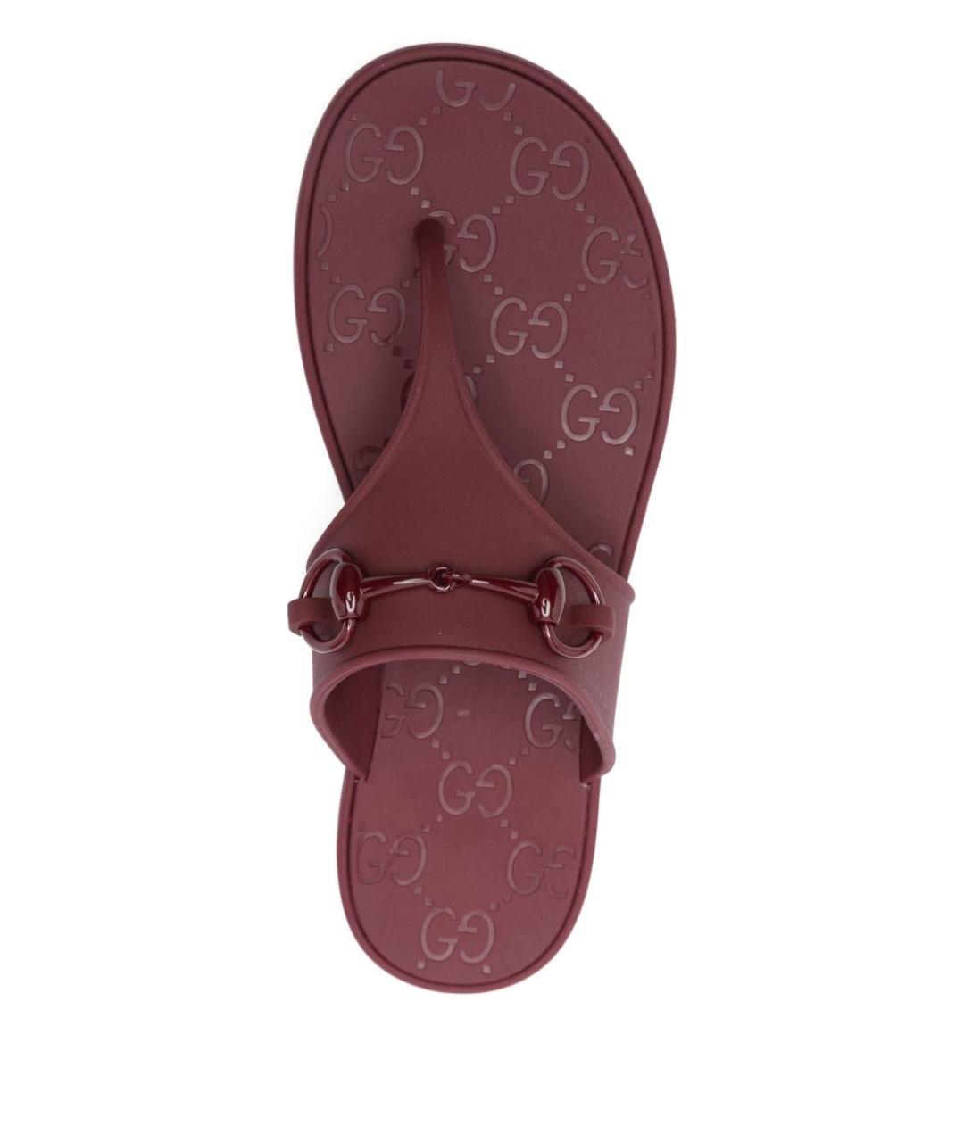 GUCCI Бордовые резиновые шлепанцы, фото 2