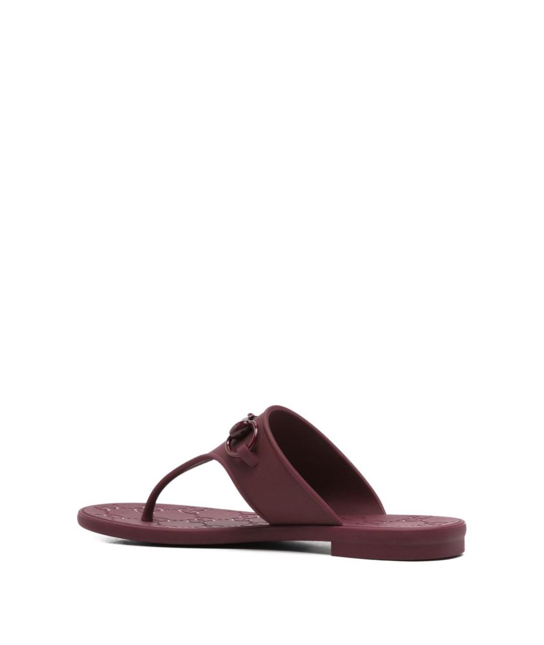 GUCCI Бордовые резиновые шлепанцы, фото 4