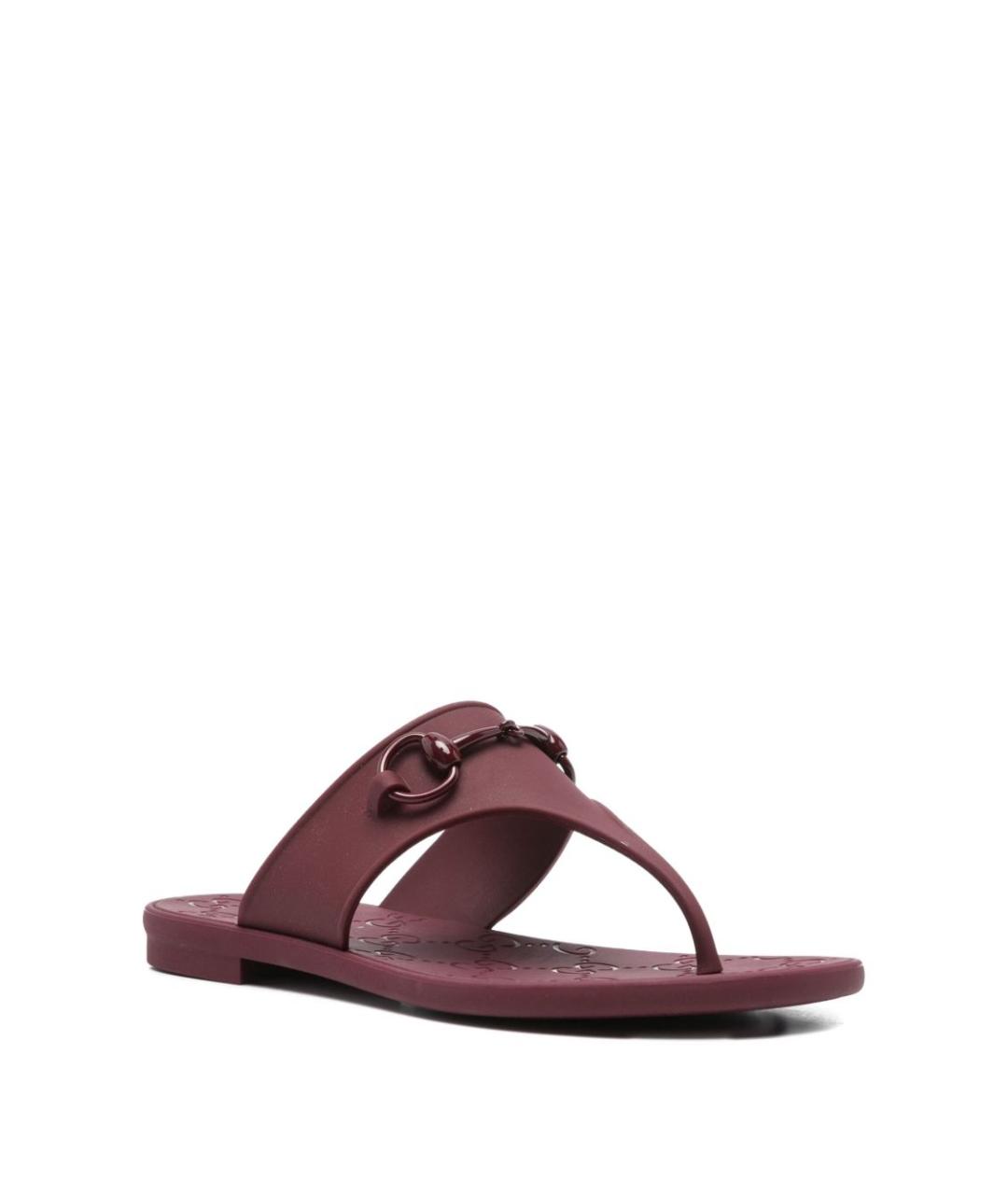 GUCCI Бордовые резиновые шлепанцы, фото 3