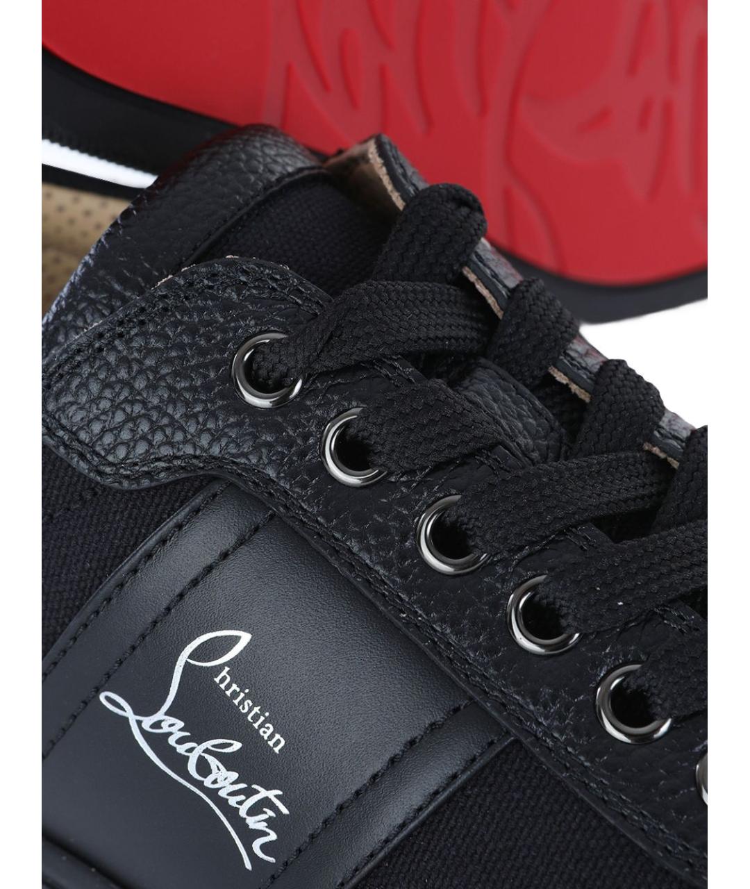 CHRISTIAN LOUBOUTIN Черные кожаные низкие кроссовки / кеды, фото 2