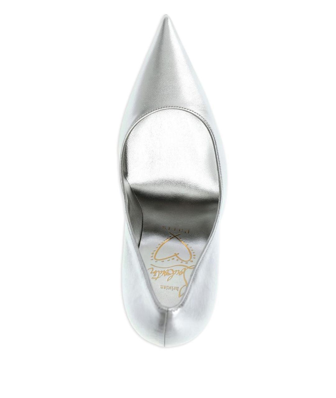 CHRISTIAN LOUBOUTIN Серебряные кожаные туфли, фото 2