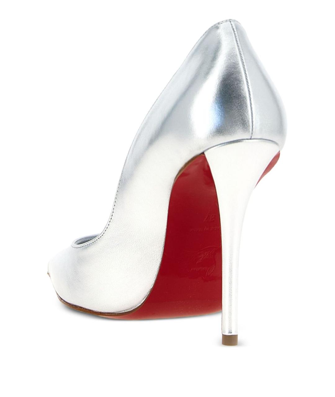 CHRISTIAN LOUBOUTIN Серебряные кожаные туфли, фото 3