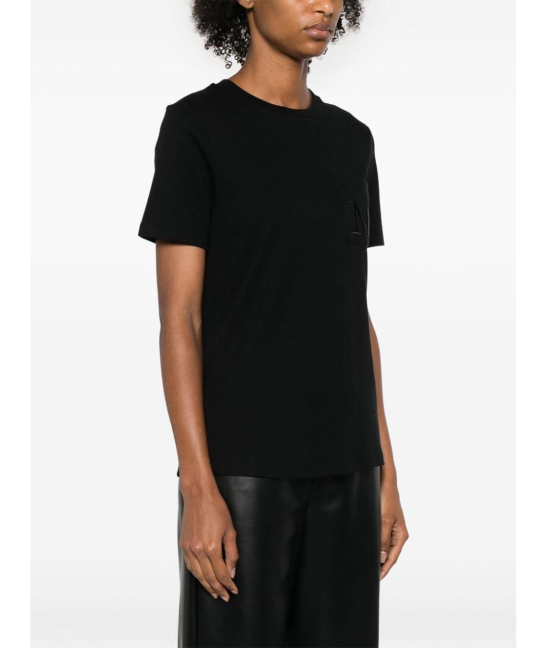 'S MAX MARA Черная хлопковая футболка, фото 4