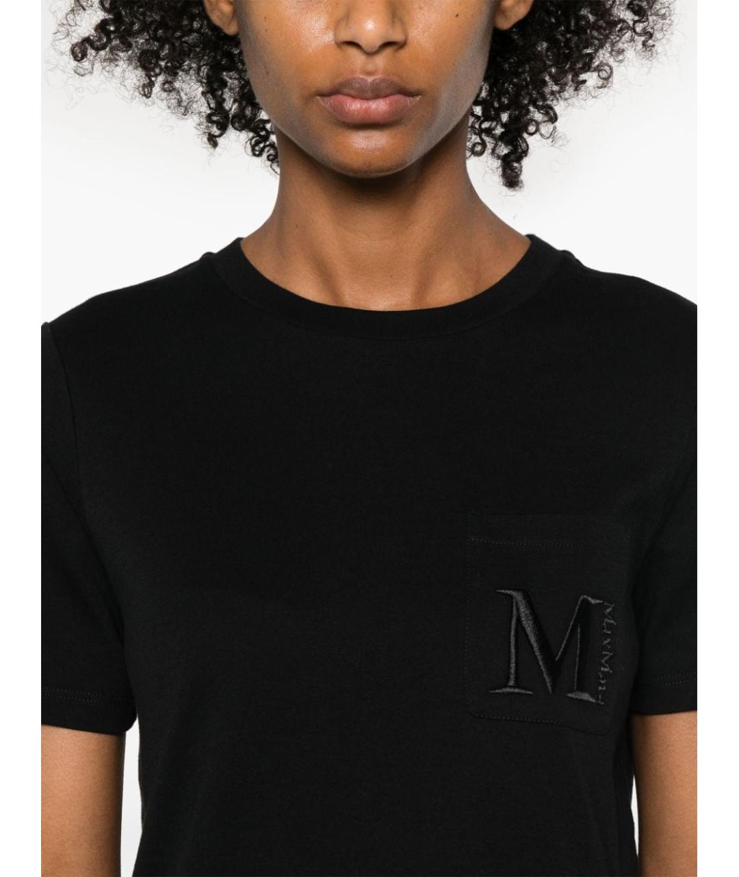 'S MAX MARA Черная хлопковая футболка, фото 3