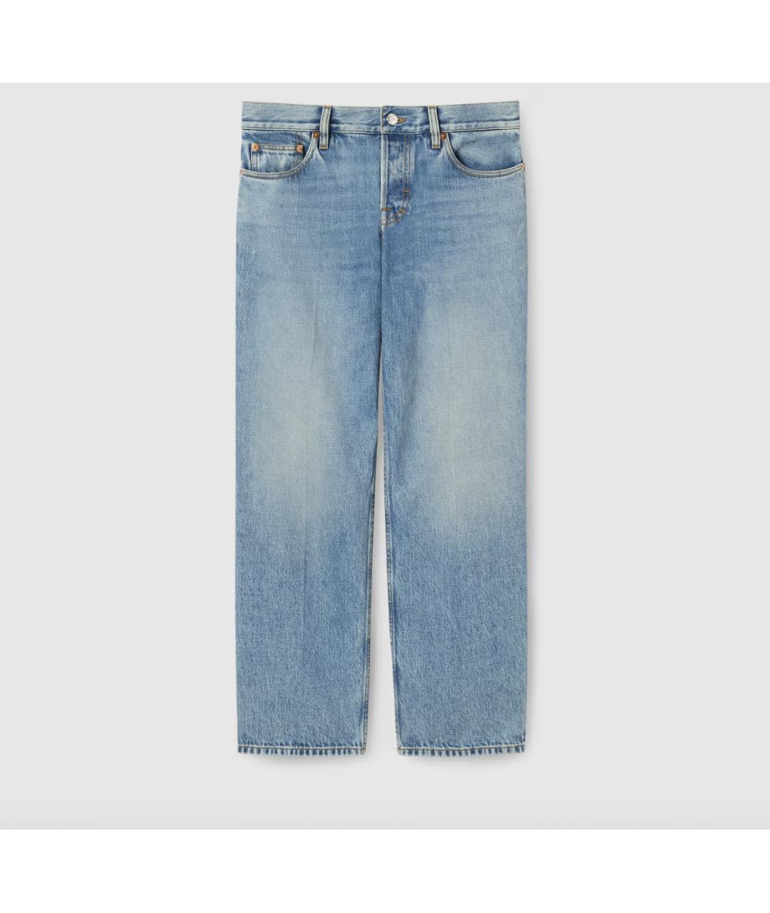GUCCI Голубые хлопковые прямые джинсы, фото 7