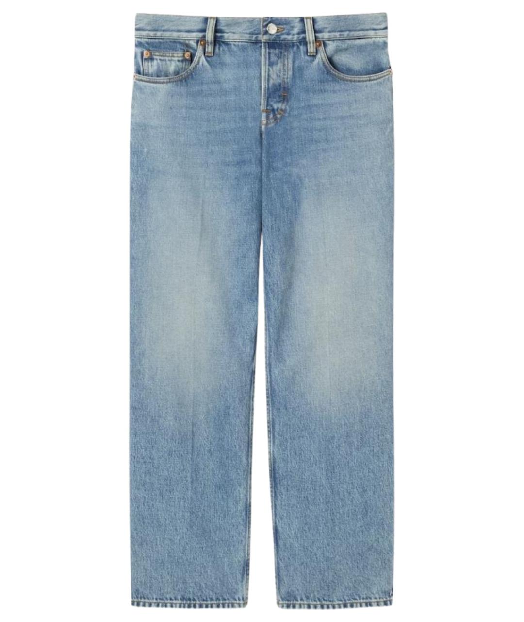 GUCCI Голубые хлопковые прямые джинсы, фото 1