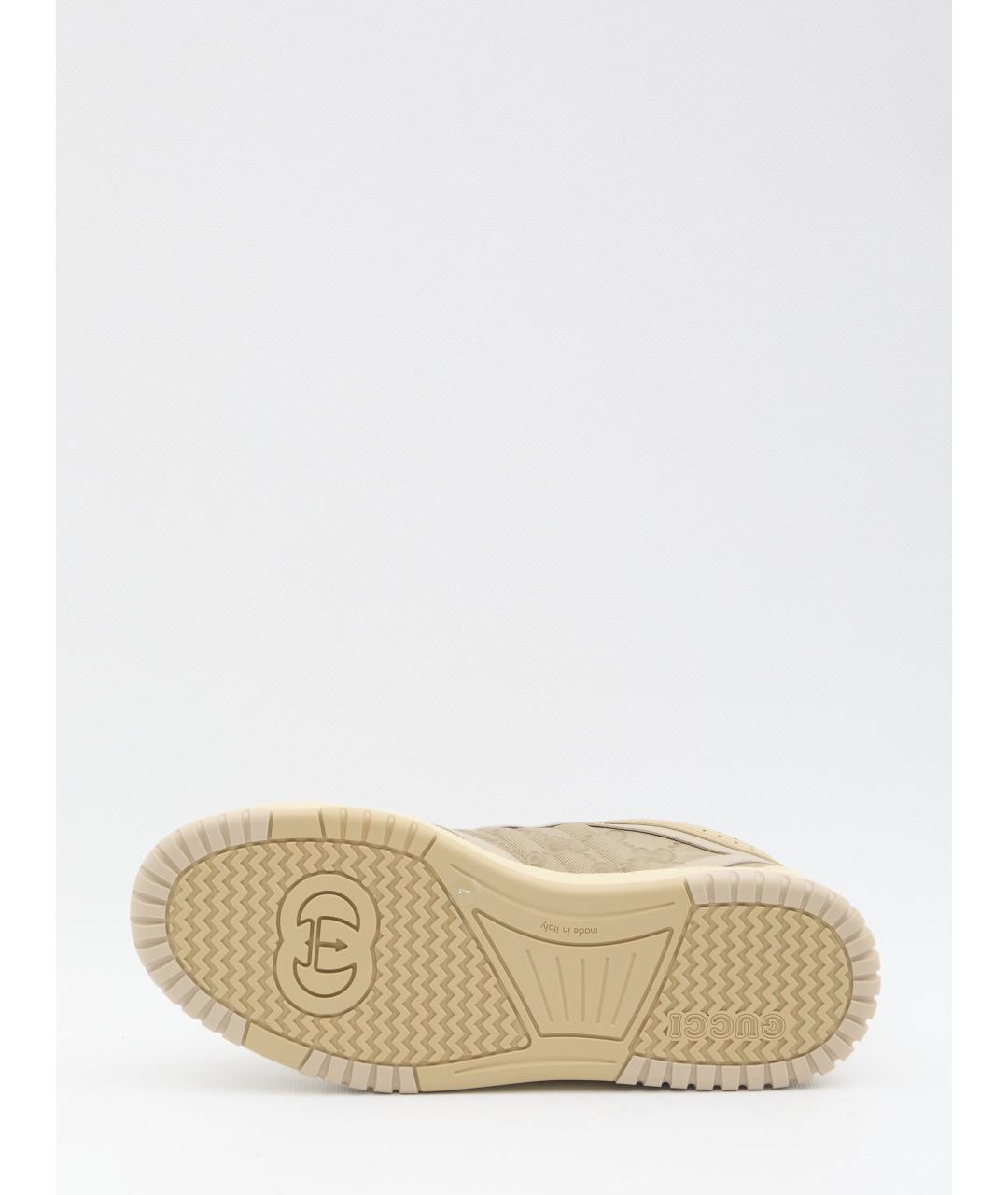 GUCCI Бежевые кожаные низкие кроссовки / кеды, фото 4